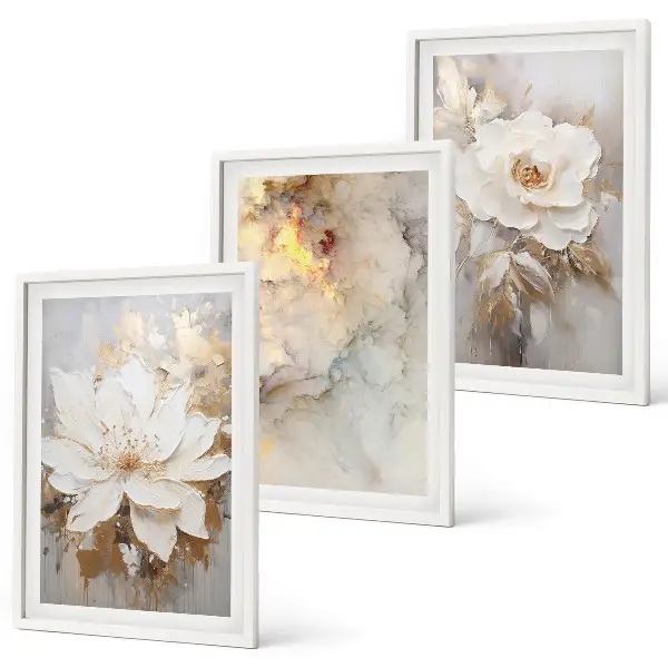 Composição de quadros moderna com fundo abstrato de flores brilhantes