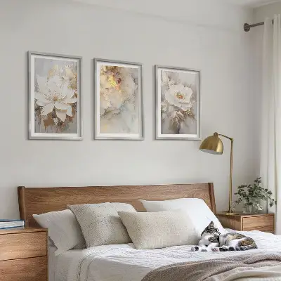 Composição de quadros moderna com fundo abstrato de flores brilhantes