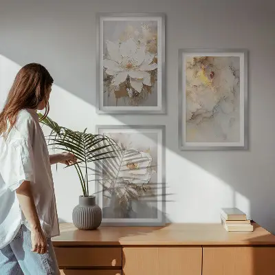 Composição de quadros moderna com fundo abstrato de flores brilhantes