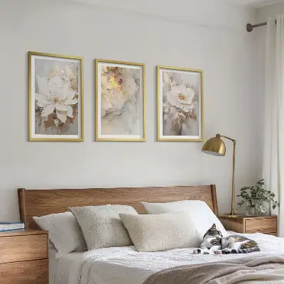 Composição de quadros moderna com fundo abstrato de flores brilhantes
