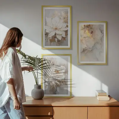 Composição de quadros moderna com fundo abstrato de flores brilhantes