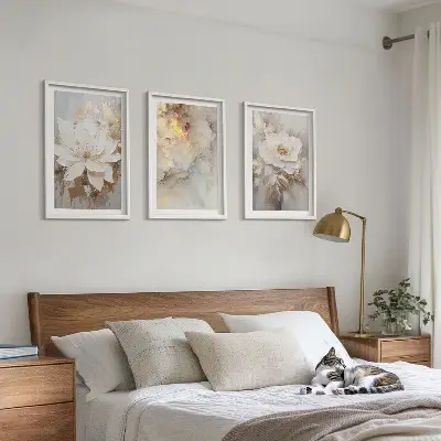 Composição de quadros moderna com fundo abstrato de flores brilhantes