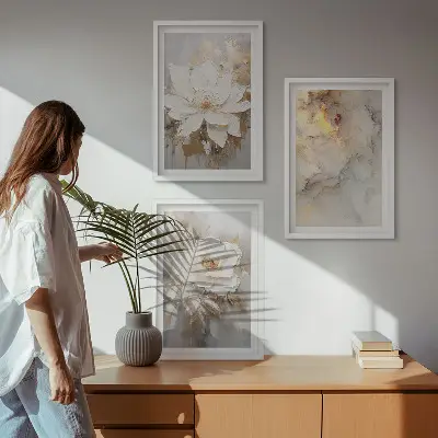 Composição de quadros moderna com fundo abstrato de flores brilhantes