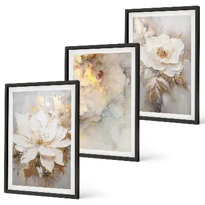 Composição de quadros moderna com fundo abstrato de flores brilhantes