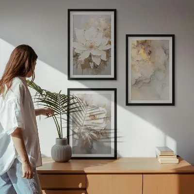 Composição de quadros moderna com fundo abstrato de flores brilhantes