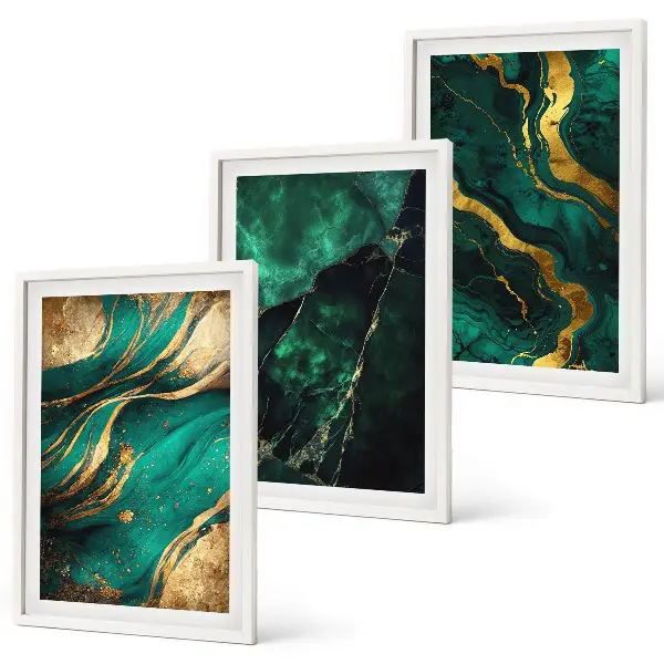 Conjunto de 3 quadros com moldura com padrões elegantes de pedra