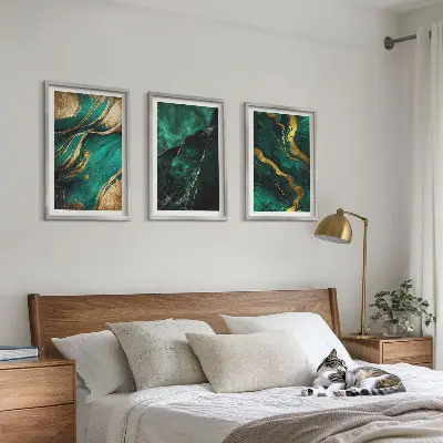 Conjunto de 3 quadros com moldura com padrões elegantes de pedra