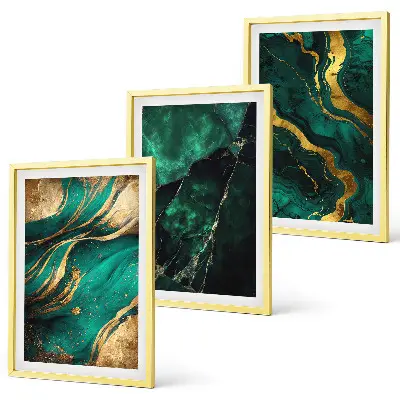 Conjunto de 3 quadros com moldura com padrões elegantes de pedra