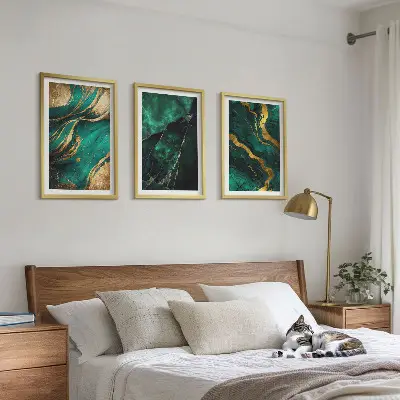 Conjunto de 3 quadros com moldura com padrões elegantes de pedra