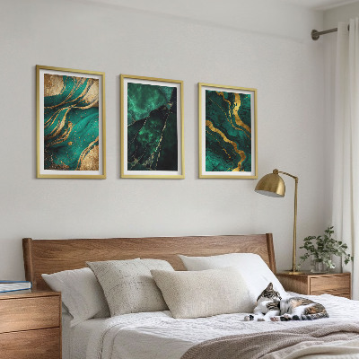 Conjunto de 3 quadros com moldura Padrões de pedra elegantes