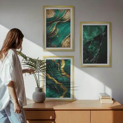 Conjunto de 3 quadros com moldura com padrões elegantes de pedra