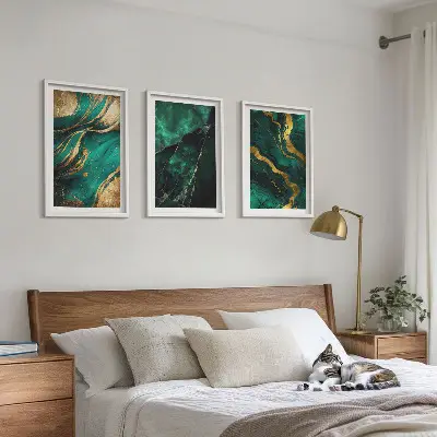 Conjunto de 3 quadros com moldura com padrões elegantes de pedra