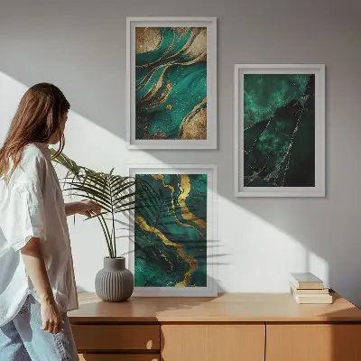 Conjunto de 3 quadros com moldura com padrões elegantes de pedra