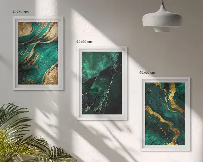Conjunto de 3 quadros com moldura com padrões elegantes de pedra
