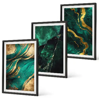 Conjunto de 3 quadros com moldura com padrões elegantes de pedra