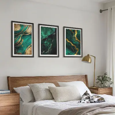 Conjunto de 3 quadros com moldura com padrões elegantes de pedra