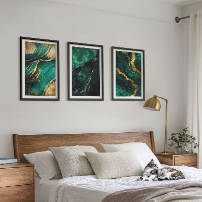 Conjunto de 3 quadros com moldura Padrões de pedra elegantes