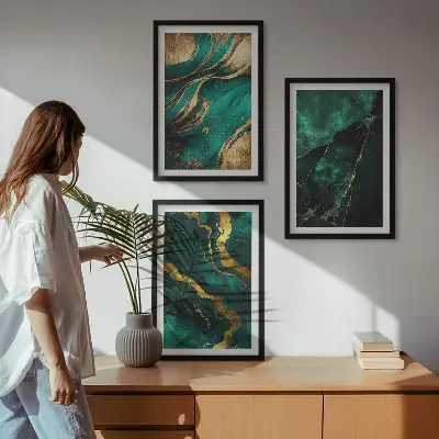 Conjunto de 3 quadros com moldura com padrões elegantes de pedra