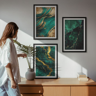 Conjunto de 3 quadros com moldura Padrões de pedra elegantes