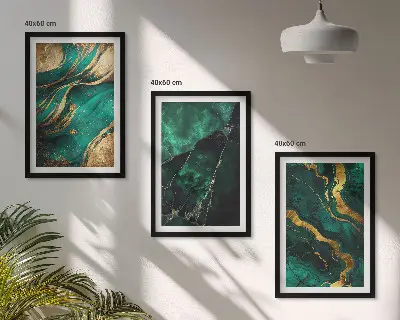 Conjunto de 3 quadros com moldura com padrões elegantes de pedra