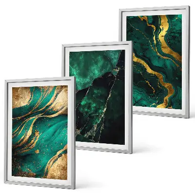 Conjunto de 3 quadros com moldura com padrões elegantes de pedra