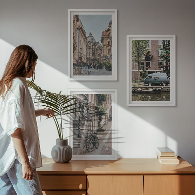 Conjunto de quadros para sala de estar Vistas da cidade com edifícios