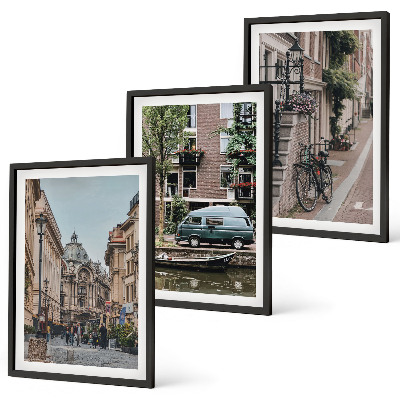 Conjunto de quadros para sala de estar Vistas da cidade com edifícios