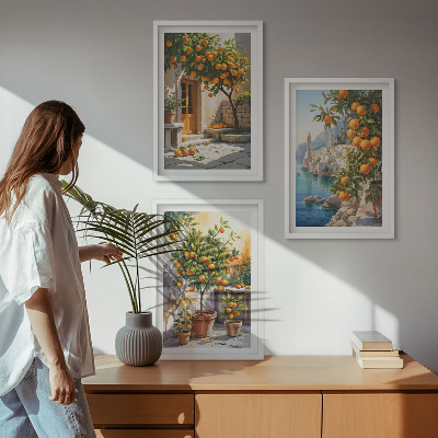 Composição de quadros moderna Paisagens cítricas pintadas