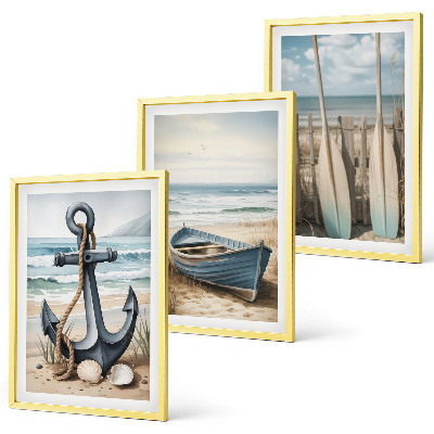 Composição de quadros moderna âncora barco remos praia