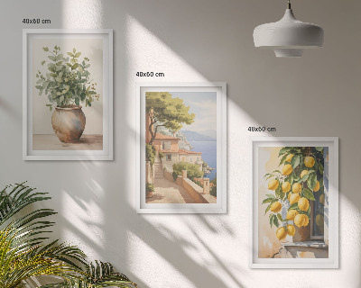 Conjunto de quadros para sala de estar Flores num vaso, um mar de limões