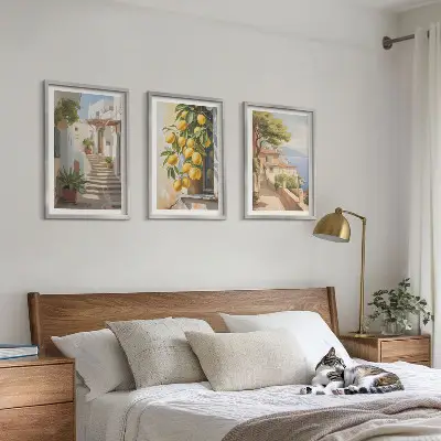 Conjunto de quadros decorativos modernos Lemon Streets com vista para o mar