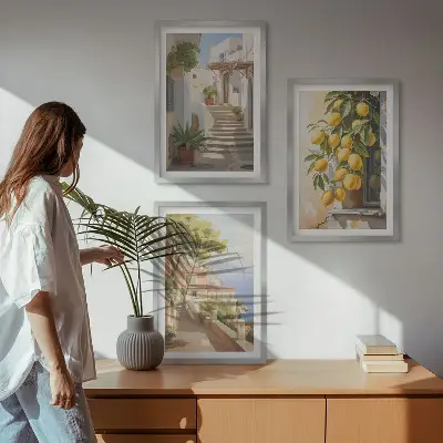 Conjunto de quadros decorativos modernos Lemon Streets com vista para o mar