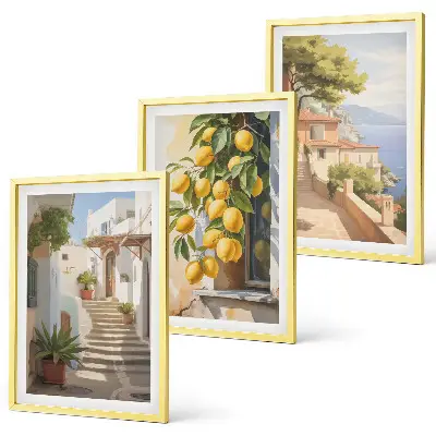 Conjunto de quadros decorativos modernos Lemon Streets com vista para o mar