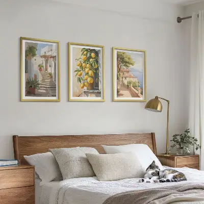 Conjunto de quadros decorativos modernos Lemon Streets com vista para o mar