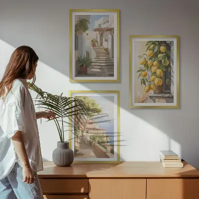 Conjunto de quadros decorativos modernos Lemon Streets com vista para o mar