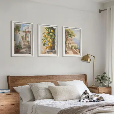 Conjunto de quadros decorativos modernos Lemon Streets com vista para o mar