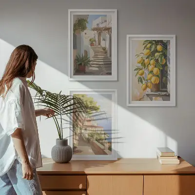 Conjunto de quadros decorativos modernos Lemon Streets com vista para o mar