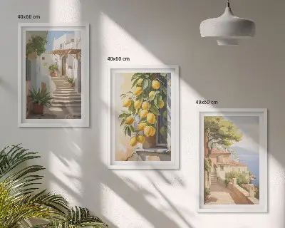 Conjunto de quadros decorativos modernos Lemon Streets com vista para o mar