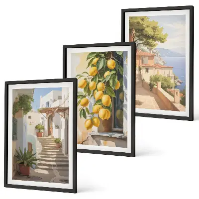 Conjunto de quadros decorativos modernos Lemon Streets com vista para o mar