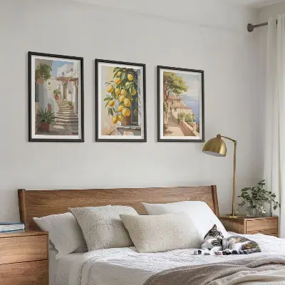 Conjunto de quadros decorativos modernos Lemon Streets com vista para o mar