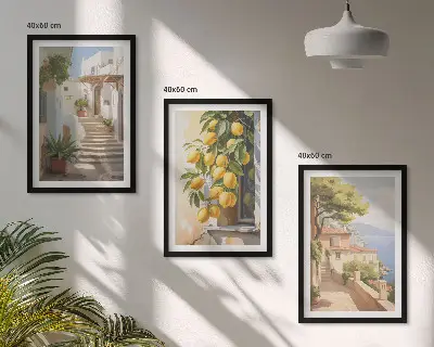 Conjunto de quadros decorativos modernos Lemon Streets com vista para o mar