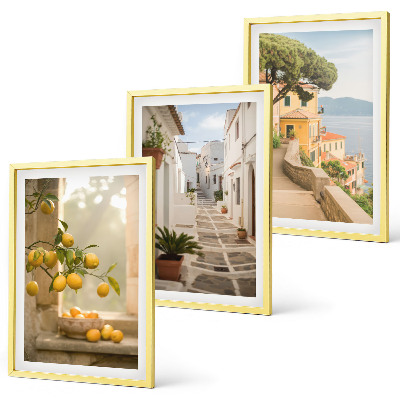 Conjunto de quadros para sala de estar Vista da janela com uma árvore cítrica