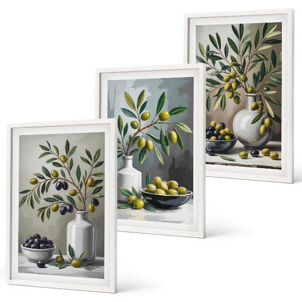 Composição de quadros moderna Azeitonas de cerâmica cinza