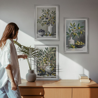 Composição de quadros moderna Azeitonas de cerâmica cinza