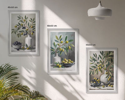 Composição de quadros moderna Azeitonas de cerâmica cinza