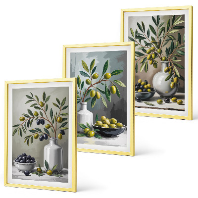 Composição de quadros moderna Azeitonas de cerâmica cinza
