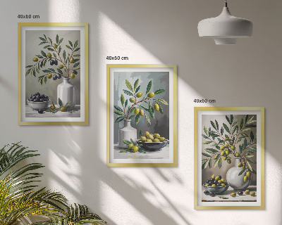 Composição de quadros moderna Azeitonas de cerâmica cinza