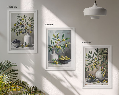 Composição de quadros moderna Azeitonas de cerâmica cinza