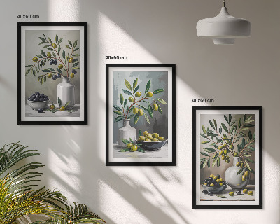 Composição de quadros moderna Azeitonas de cerâmica cinza