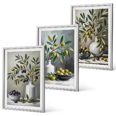 Composição de quadros moderna Azeitonas de cerâmica cinza